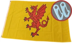 Heavy Duty 5ft x 3ft Somerset Flag 110D Knitted Polyester + 2 Flagpole Clips - Picture 1 of 15