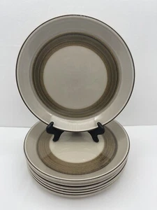 Bing & Grondahl PERU Tan Brown Bands 10" DINNER PLATES Made in Denmark SET OF 7 - Picture 1 of 12