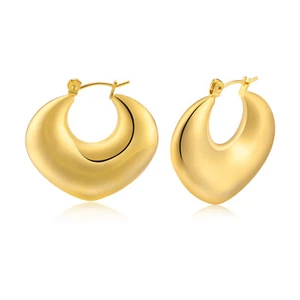 Pendientes de compromiso de oro 18K de acero inoxidable para mujer de amor corazón hueco joyería - Imagen 1 de 6