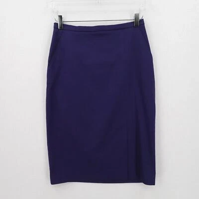 Falda Lápiz Satén MAX MARA Talla 4 Azul Marino Clásica Carrera Corpcore Hasta la Rodilla Foto 1 de 4