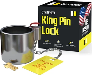 5Th Wheel King Pin Lock - Weather Resistant, Key Lock, Yellow, 20 In - Picture 1 of 7