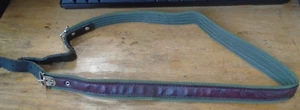 Unbranded Brown Leather Green Canvas Non Slip Rifle Sling Buckles GUC - Picture 1 of 7