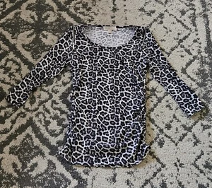Michael Kors Snow Leopard Shirt With Zipper Shoulder SMALL - Picture 1 of 5
