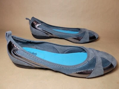 Zapatos sin cordones Faded Glory para mujer cómodos de ballet talla 10 de espuma viscoelástica plateados Foto 1 de 4