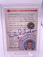 1992 Star Pics Auto John Richardson #7 Auto Autograph