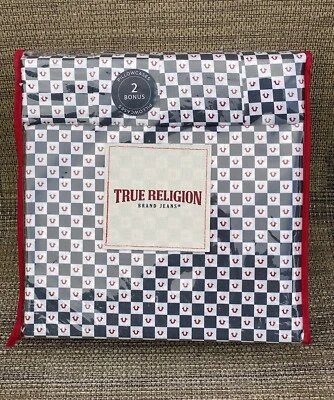 Juego de sábanas True Religion azul rojo blanco a cuadros poliéster REINA 6 piezas Foto 1 de 4