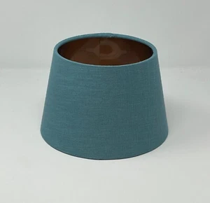 * SALE * Lampshade Tapered Teal Blue Textured 100% Linen Brushed Copper - Picture 1 of 8