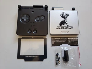 gba sp Game Boy Advance SP silver black metroid, samus Housing Shell screen lens - Picture 1 of 2