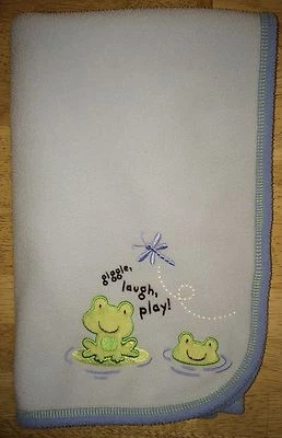 Manta polar Carters Just One Year verde rana azul bebé risita juego de risa Foto 1 de 4