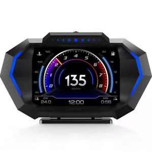 Digtial HUD Speedometer Head Up Display Car OBD2 GPS Turbo Press Speed RPM Alarm - Picture 1 of 24