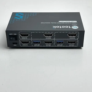 Steetek S Teetek USB 3.0 KVM Switch Dual Monitor 2 Port Box, 4K@60Hz - NO CORDS - Picture 1 of 8