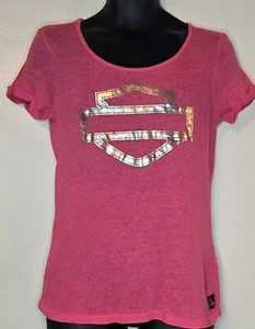 Harley Davidson Shirt Damen Medium Pink Motorrad Brustkrebs Band Damen - Bild 1 von 9