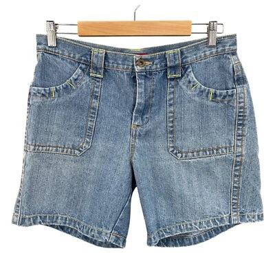 Pantalones Cortos Denim Glory Desteñidos De Colección Y2K Tiro Medio Resort Retro Algodón Azul Talla 10 Foto 1 de 4