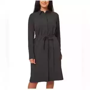 NWT Modern Ambition Women Long Sleeve Tie-Waist Shirtdress Black 2XL $100 Z862 - Picture 1 of 6