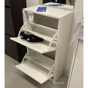 IKEA BISSA Shoe cabinet with 2 compartments, White, 19¼"x36⅝" BRAND NEW- - Picture 1 of 8