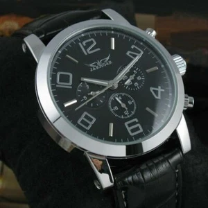 Luxury Men's Automatic Self wind Mechanical AUTO Date Leather Wrist Sports Watch - Picture 1 of 13