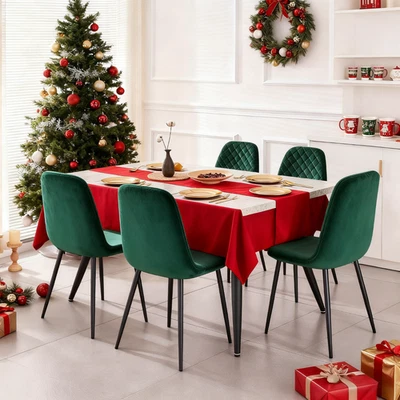 2/4/6er Set Samt Esszimmerstühle Wohnzimmerstuhl mit Metallbeinen Rückenlehne - Bild 1 von 4