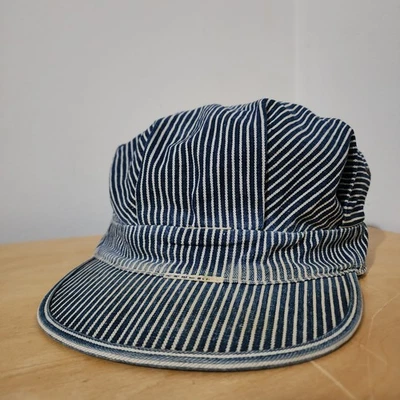 Sombrero vintage a rayas de nogal americano conductor tren ingeniero años 50 7,5 Foto 1 de 4