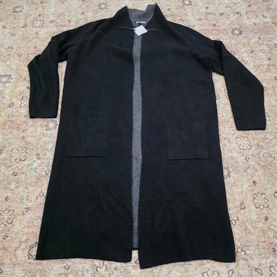 Nuevo con etiquetas Cárdigan Halógeno Suéter Mujer XL Negro Gris Dos Tonos Largo Frente Abierto Tejido Foto 1 de 4