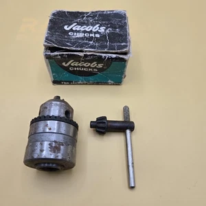 Vintage Jacobs Drill Chuck & Key w/ Box Hartford Conn USA Tool Corrosion Wear - Picture 1 of 3