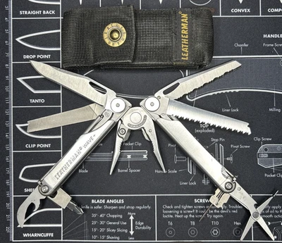 Multiherramienta de acero inoxidable Leatherman Wave Plus+ BOD 0123 LEER dañada con funda Foto 1 de 4