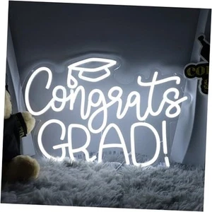 Congrats Grad Neon Sign - 11.3 * 16.7 Inch White Adjustable LED Graduation - Picture 1 of 7