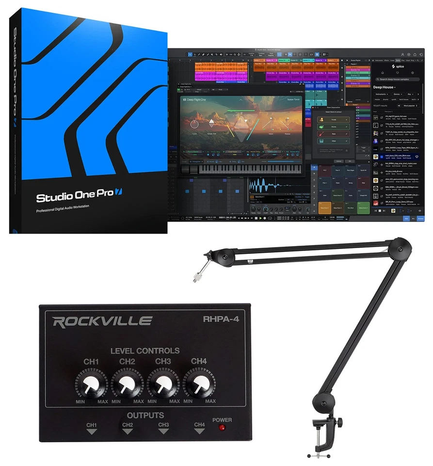 Software de estudio de música de grabación PreSonus Studio One Pro 7 DAW + amplificador de auriculares + boom Foto 1 de 4