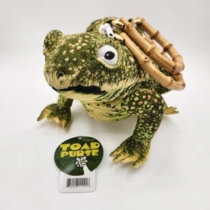 Vintage Toad Purse Hand Bag 1996 Accoutrements Plush Bamboo Handles Zip Closure - Picture 1 of 12