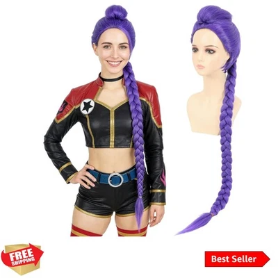 Elegant 47'' Purple Long Braid Wig - High-Quality Cosplay & Halloween Essential - Image 1 of 4