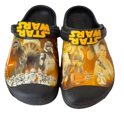 Tamanco Crocs Star Wars tamanho 1 júnior preto amarelo sapatos infantis - Imagem 1 de 4