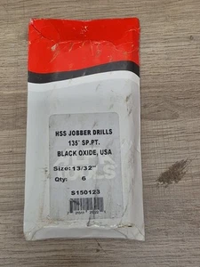 S150123 High-Speed Steel Split Point 135° Jobber Drill (6 Pack), 13/32" - Picture 1 of 1