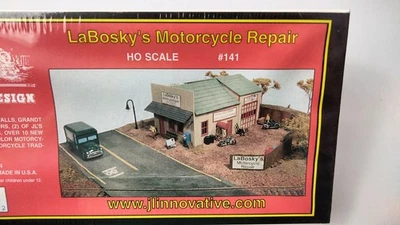 JL Innovative Design HO Building Kit 141 Labosky's Motorcycle Repair Wood Kit - Image 1 of 4