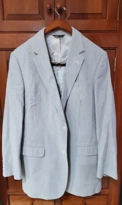Jos A Bank Blazer Mens 44XL Grey White Seersucker Stripe Stays Cool Two Button - Picture 1 of 6