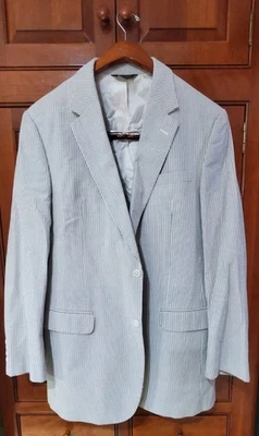 Blazer Jos A Bank Para Hombres 44XL Gris Blanco Seersucker Rayas Se mantiene Genial Dos Botones Foto 1 de 4