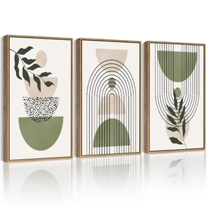Grün Botanisch Boho Wandbild Gerahmt Modern Salbei Böhmisch Wanddeko Abstrakt... - Bild 1 von 6