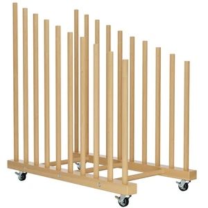 Art Storage Rack with Caster Wheels, 9 Section Wooden Art Canvas Storage for Fra - Picture 1 of 7