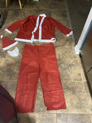 Conjunto de 4 piezas de traje de Papá Noel barato Navidad disfraz de Papá Noel con barba talla adulto Foto 1 de 4