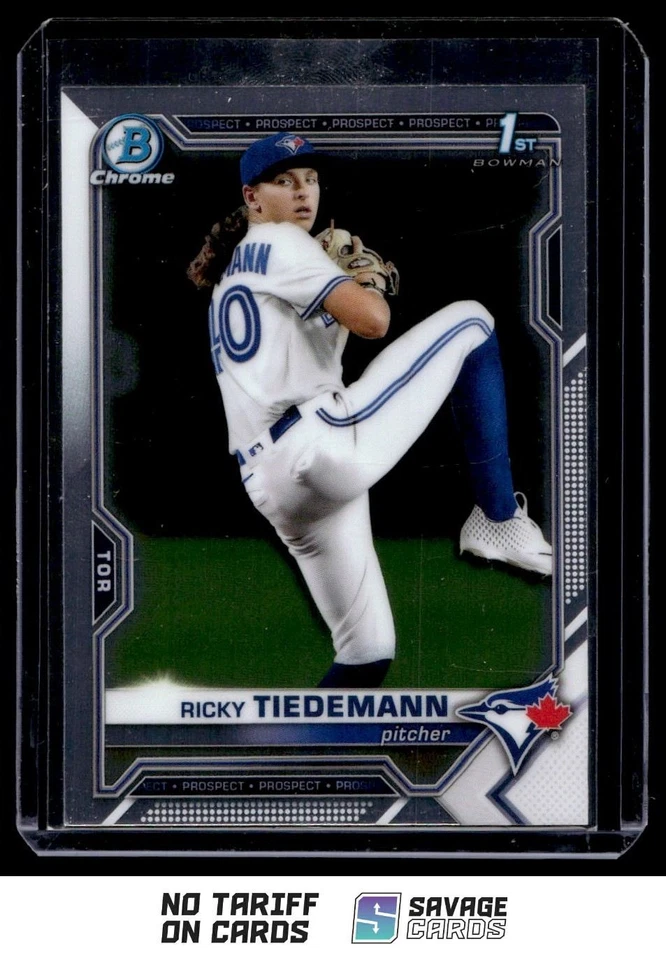 2021 Bowman Draft Chrome Refractor Ricky Tiedemann #BDC-89 Toronto Blue Jays - Image 1 of 3