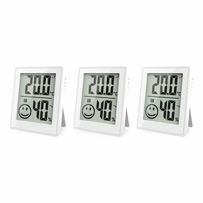 3x Digital Mini Hygrometer Thermometer mit Smiley-Komfortanzeige weiß - Bild 1 von 2