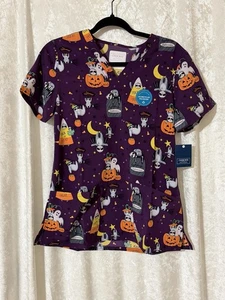 Spooktacular Sloths Cherokee Scrubs Halloween V-Ausschnitt Top Gr. S - Bild 1 von 2