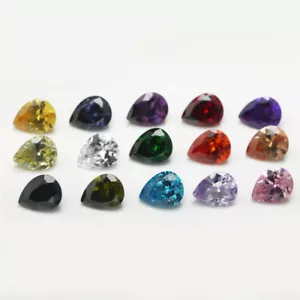 1PCS Per Colors Total 15pcs Size 3x5~10x12mm Pear Shape Loose Cubic Zirconia - Picture 1 of 8