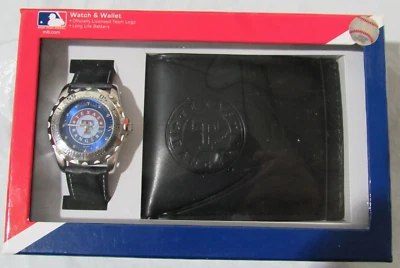 MLB Texas Rangers Men's Black Watch and Leather Wallet Set by Game Time - Image 1 of 4