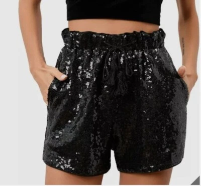 Breeze когда-либо новый с Ярлыками Wom XL с подкладкой черный блестками шорты шнурка/эластичный пояс Classi - Изображение 1 из 4