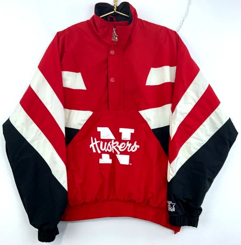 Vintage Nebraska Cornhuskers Half Zip Windbreaker Jacket Nylon Medium Red Ncaa Cover