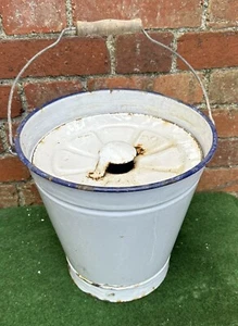 Vintage Salvaged White Enamel Milk Pail Bucket Farmyard - Picture 1 of 11