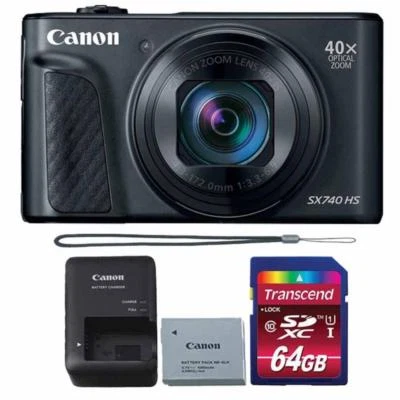 Canon PowerShot SX740 HS 20.3MP Digital CameraBlack with 64GB Memory card