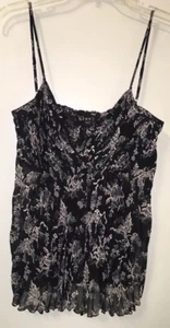 H&M ÄRMELLOSES PLISSEE-TOP SCHWARZ MIT BLUMENDRUCK DAMENGRÖSSE 10 - Bild 1 von 4
