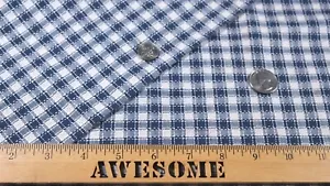 Primitive Stitching Vintage Homespun Plaid Doll Craft Quilt Blue White Fabric - Picture 1 of 2