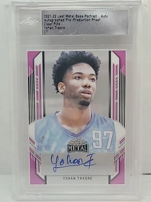 2021-22 Leaf Metal Base Portrait Clear Pink Yohan Traore Autograph 1/1 Sealed  - Image 1 of 2
