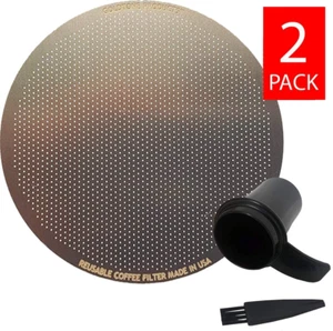 2 GoldTone Stainless Steel Reusable Disk Coffee Filter, Aeropress Coffee Presser - Picture 1 of 6